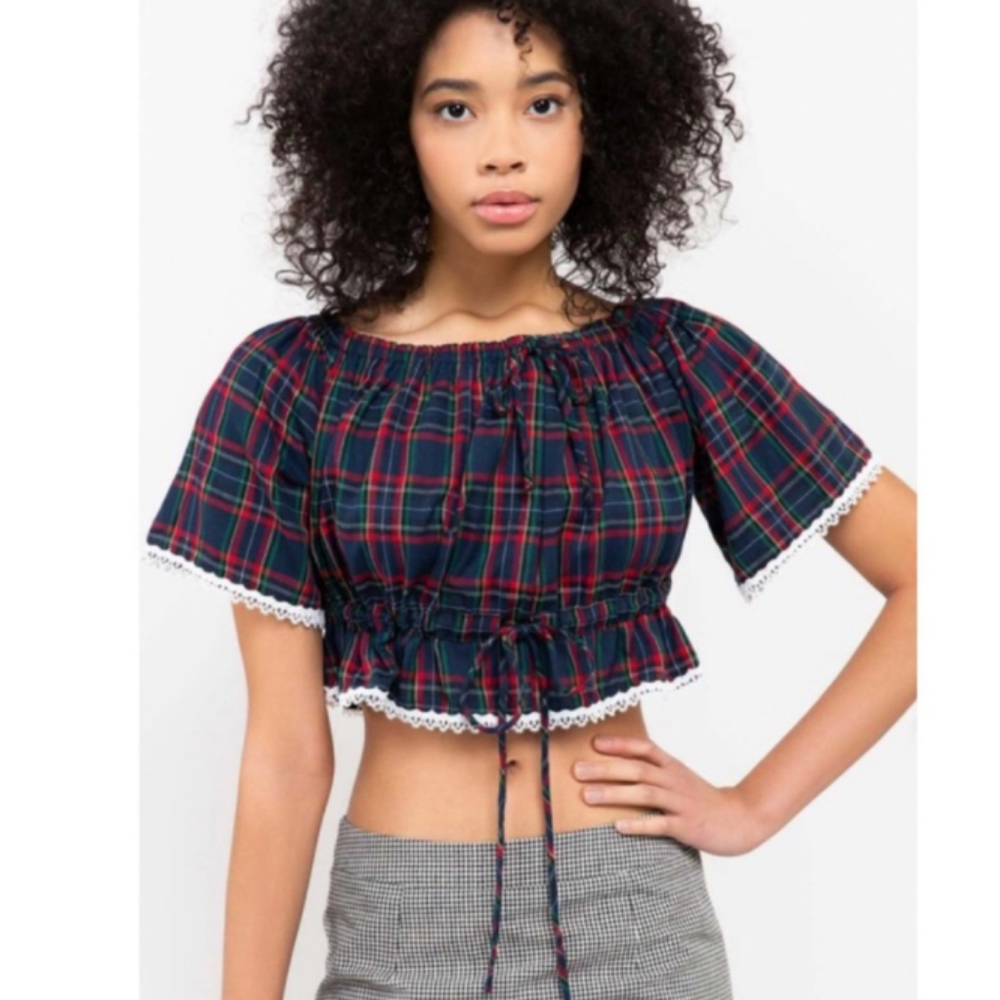 New! POL Plaid Crop Top